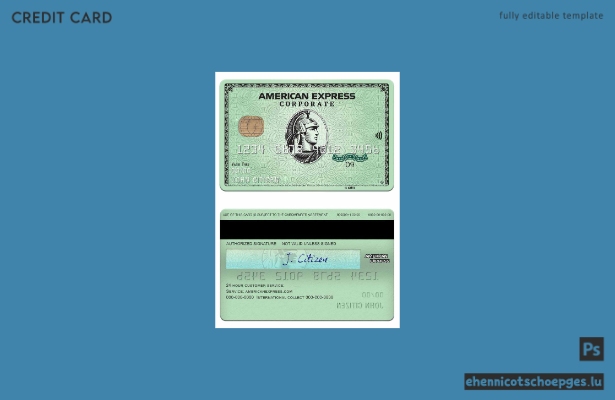 USA State Street Corporation Bank American Express Green Corporate Card – Beispielvorschau